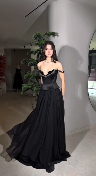 Regin Black Floor Length Dress