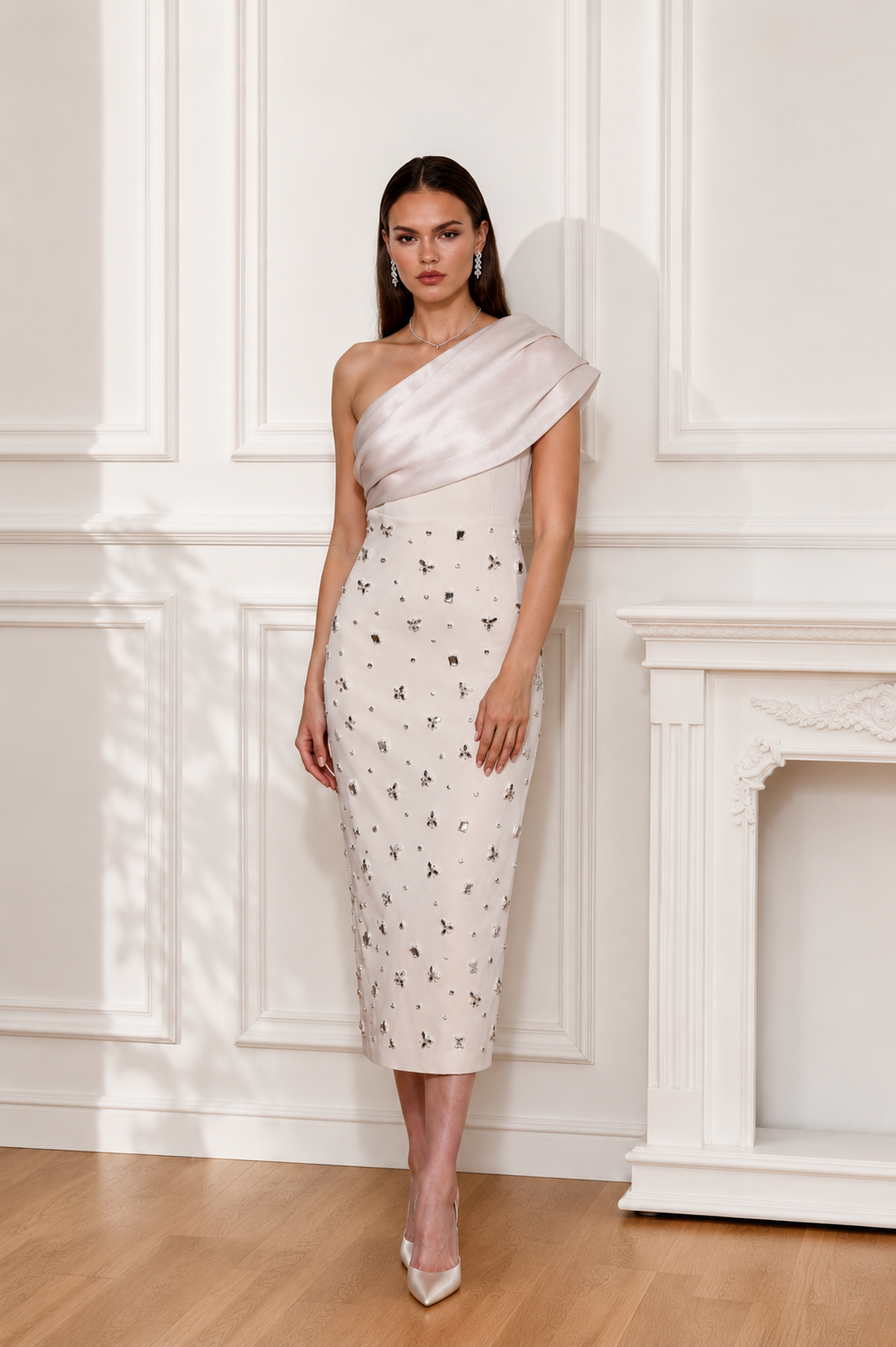 Leora White Stone Dress