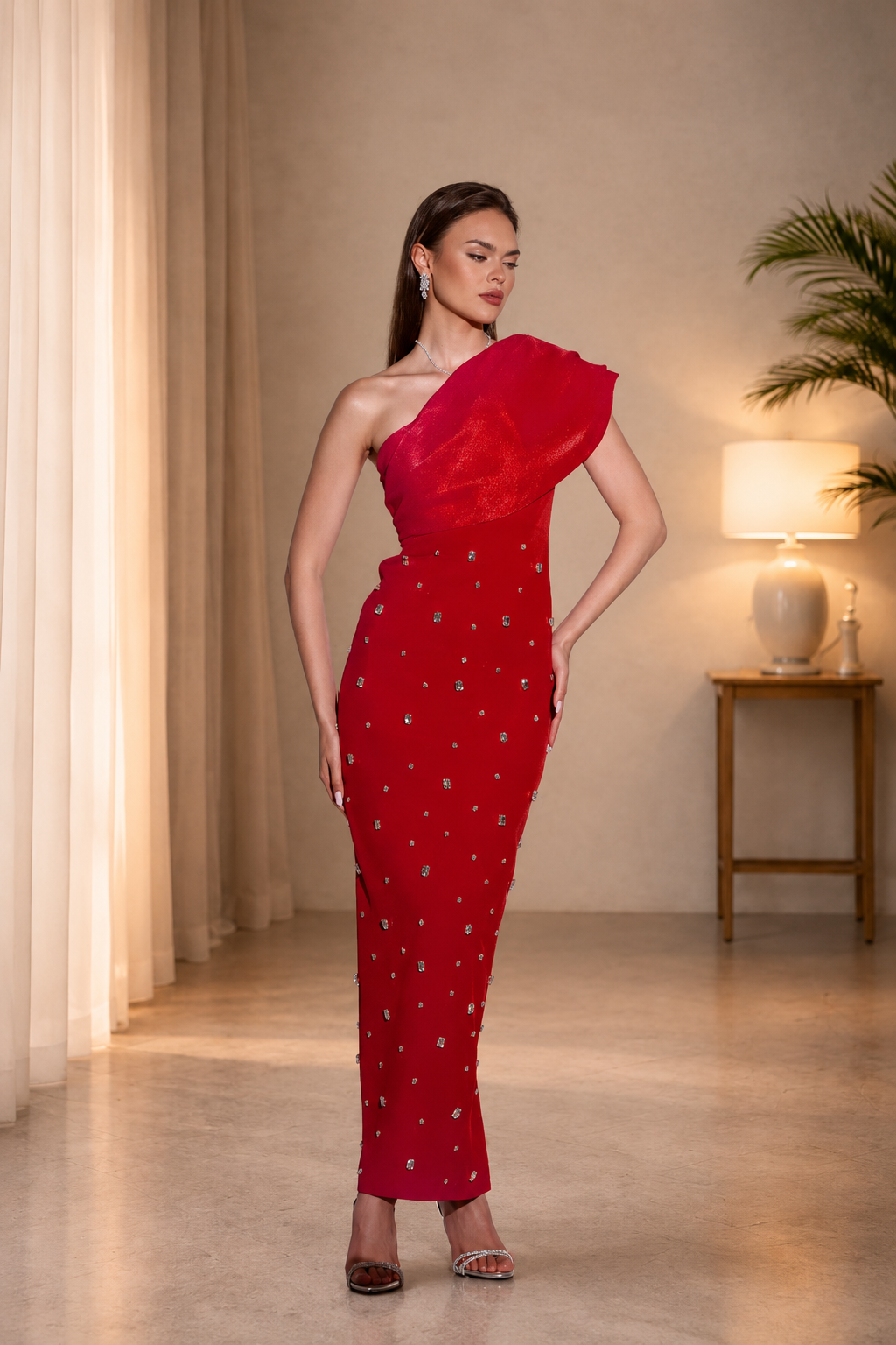 Leora Red Stone Dress