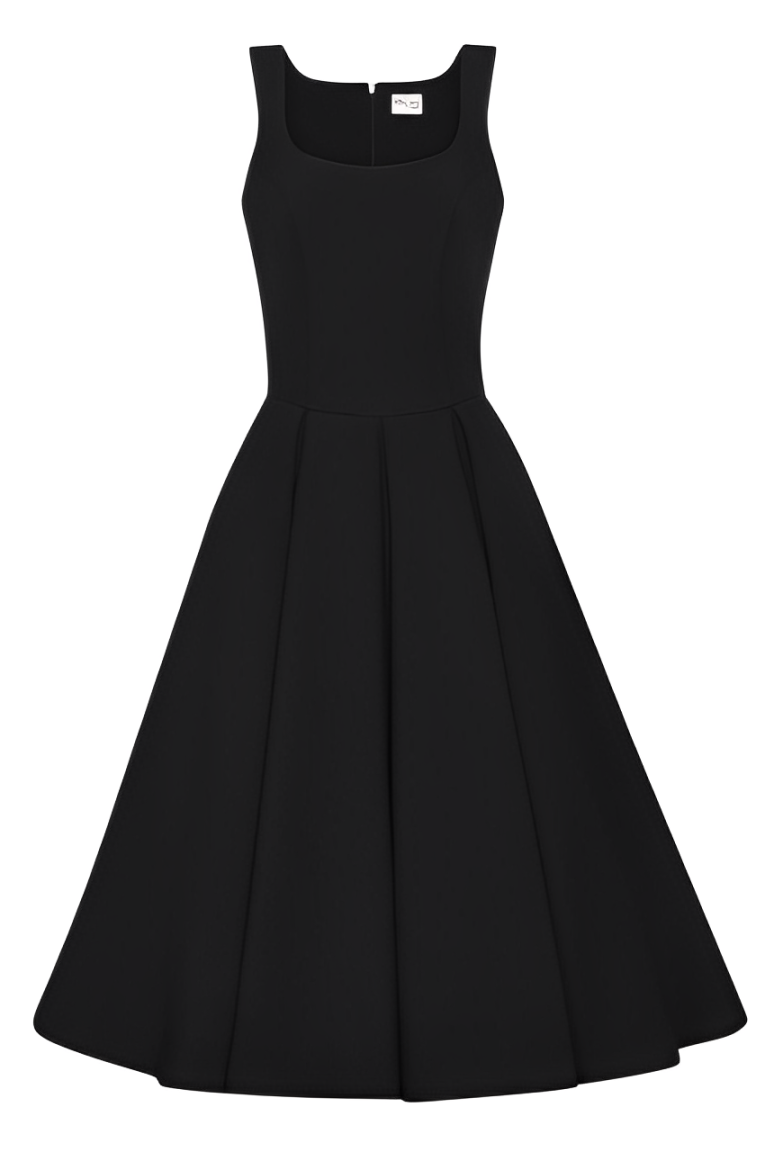 Bow Frill Black Dress