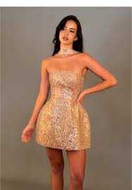 Golden Sequin Short Dress