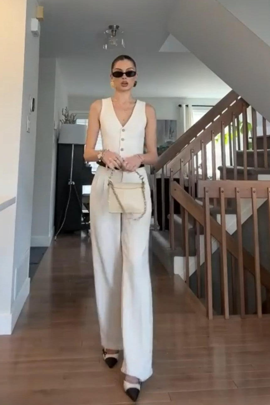 White Waistcoat With Pant Cord