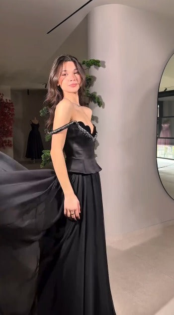 Regin Black Floor Length Dress