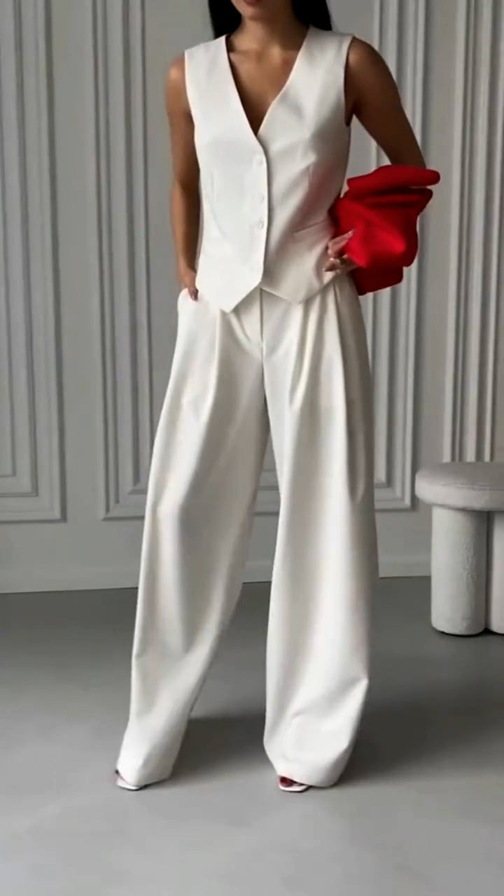 Valeria White Waistcoat With Pant