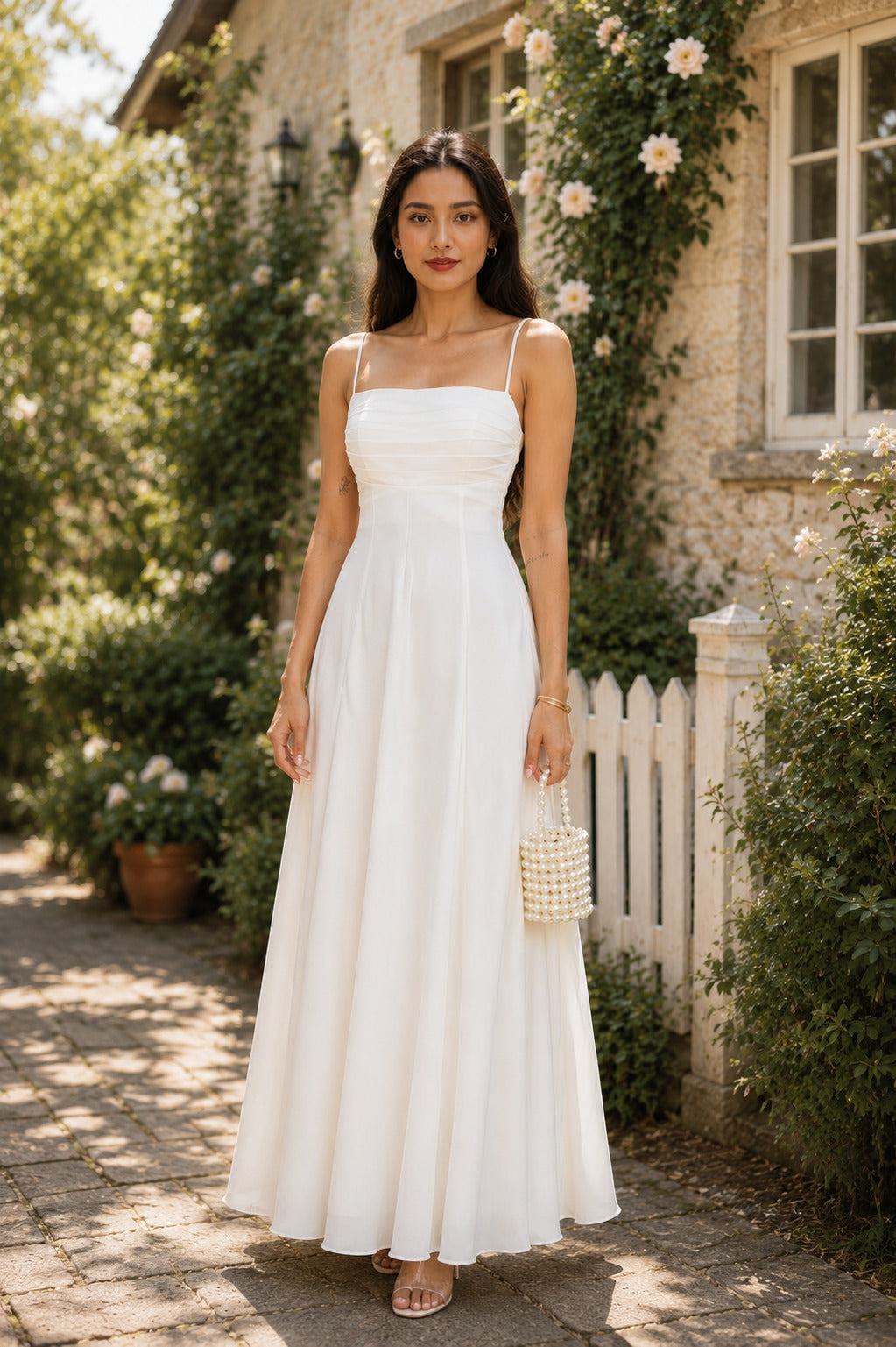 Austin White Flared Maxi Dress