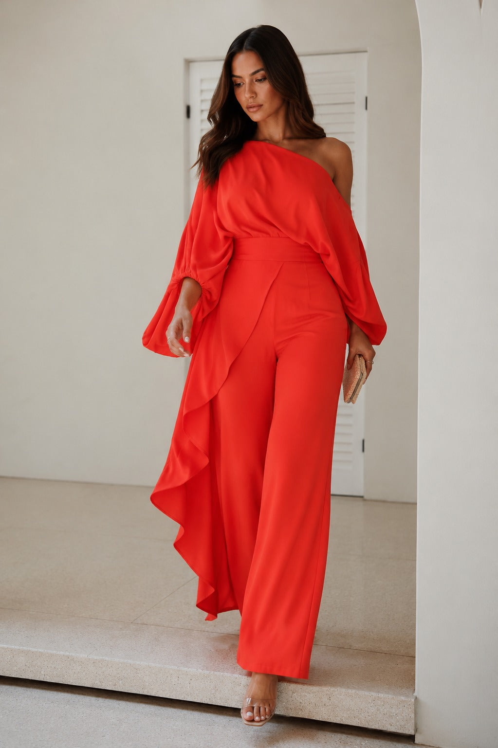 Coral Red Summer Jumpsuit