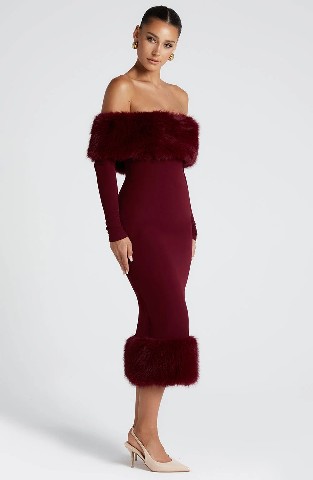 Clog Wine Midi Dress