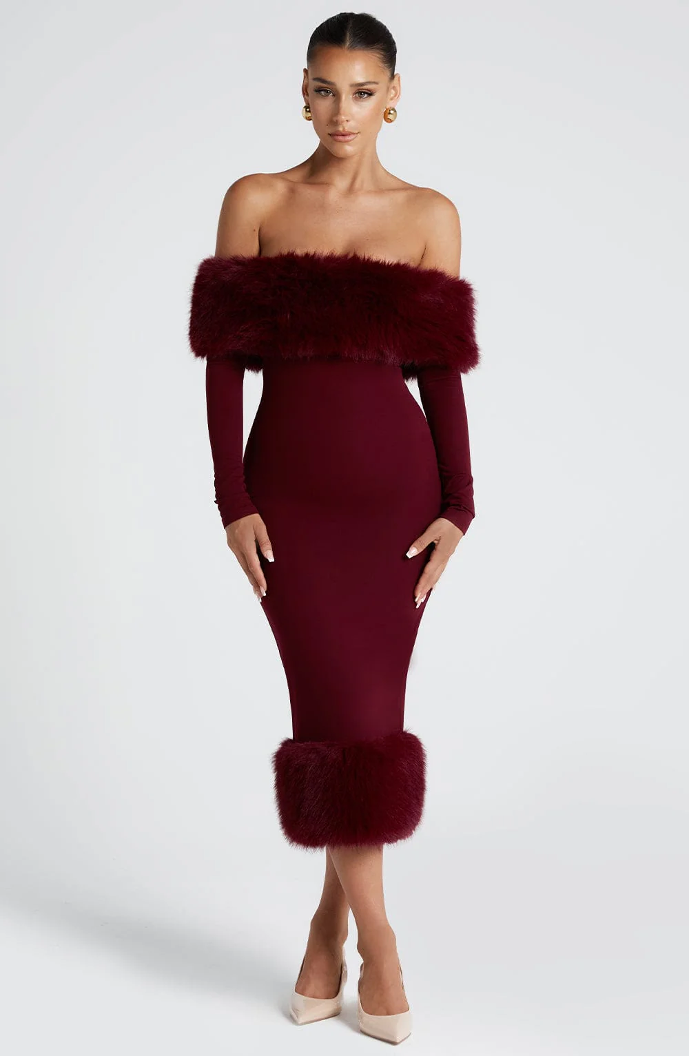 Clog Wine Midi Dress