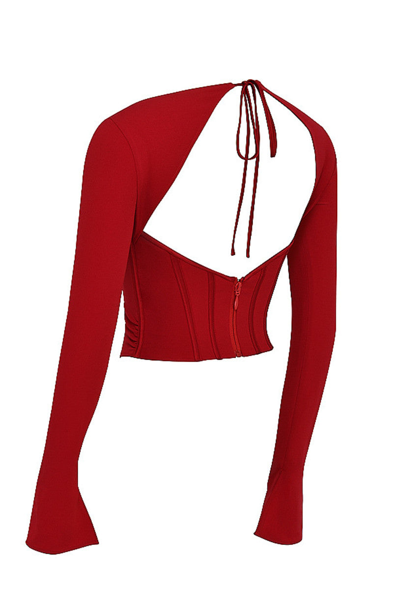 stylish red full sleevess top-Westo India