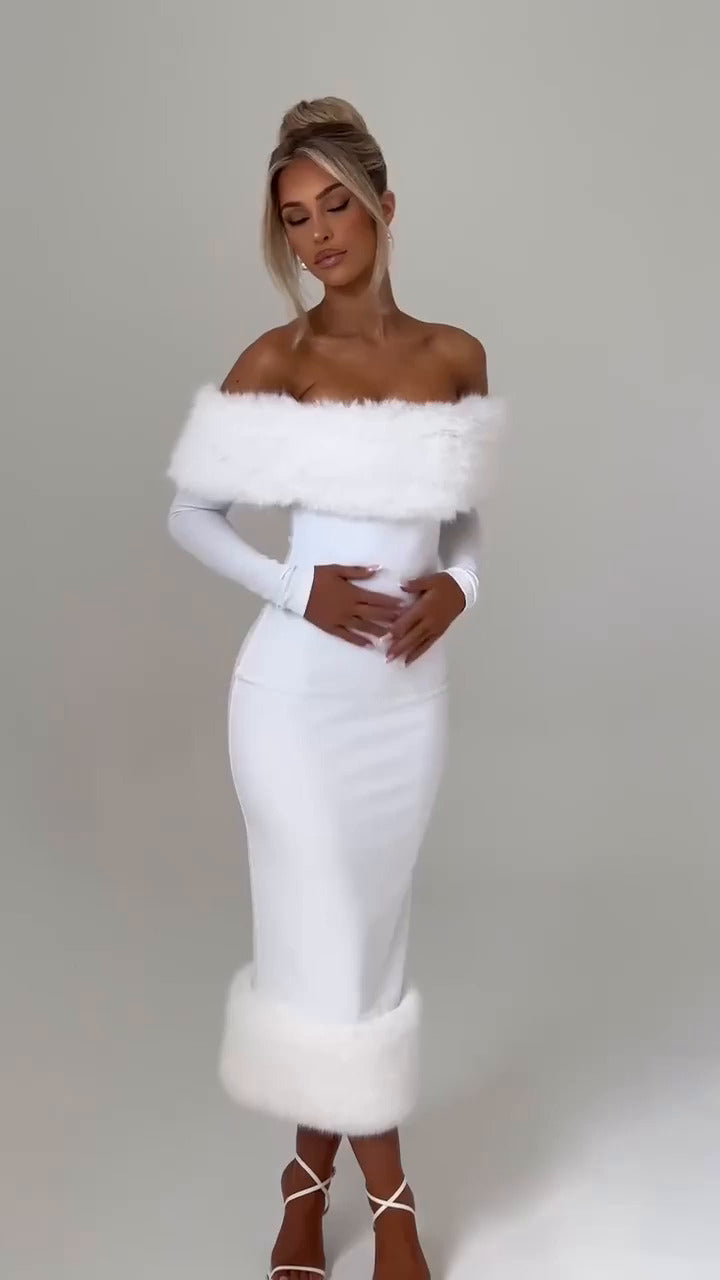 Clog White Midi Dress