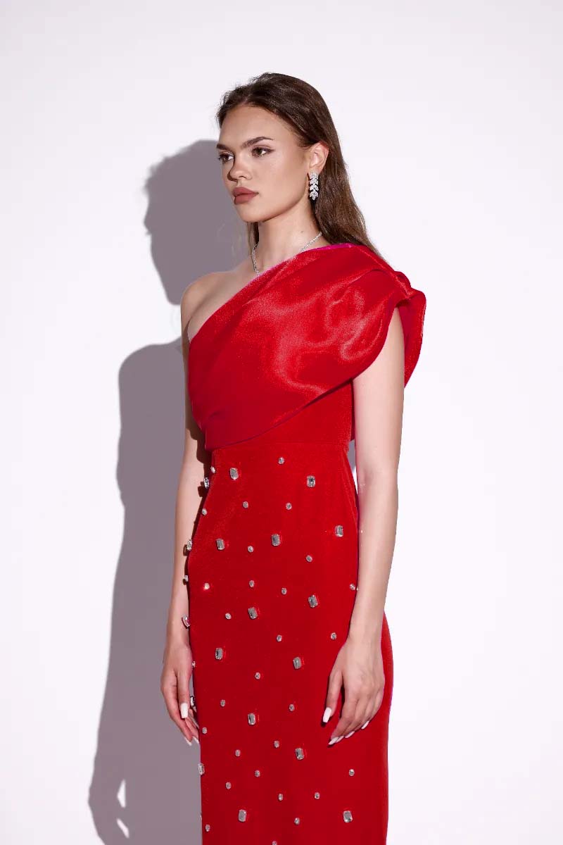 Leora Red Stone Dress