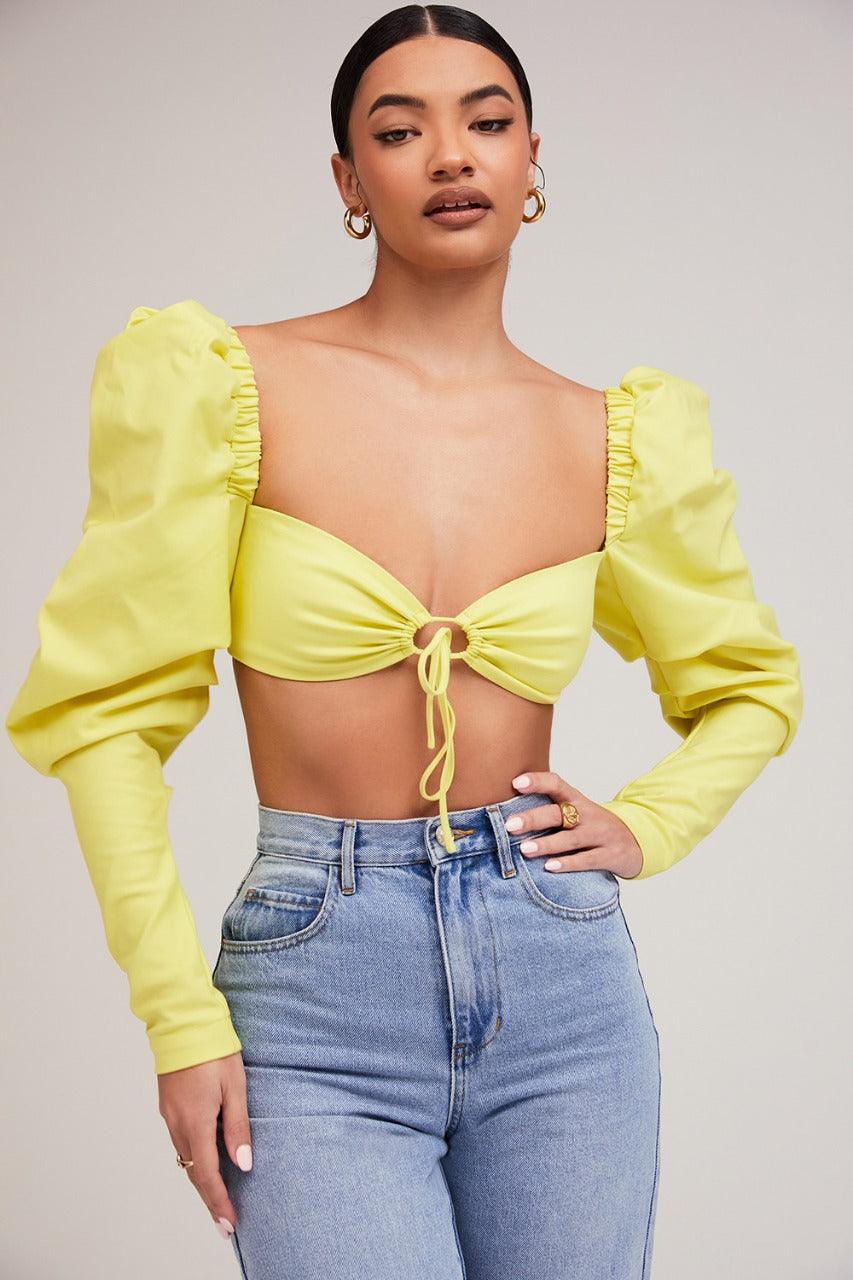 Yellow Puff Sleeve Top For Women Online - Westo India
