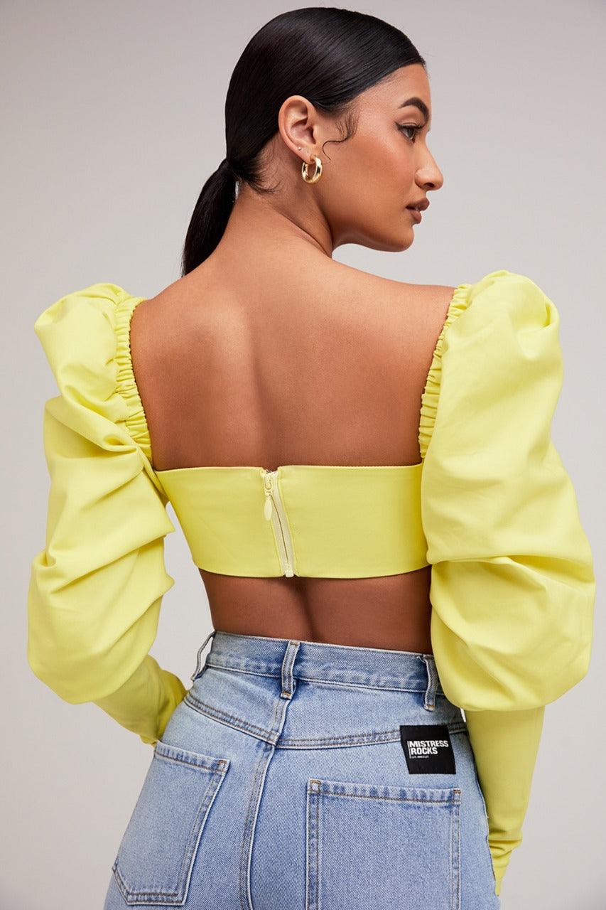 Yellow Puff Sleeve Crop Top For Women Online - Westo India