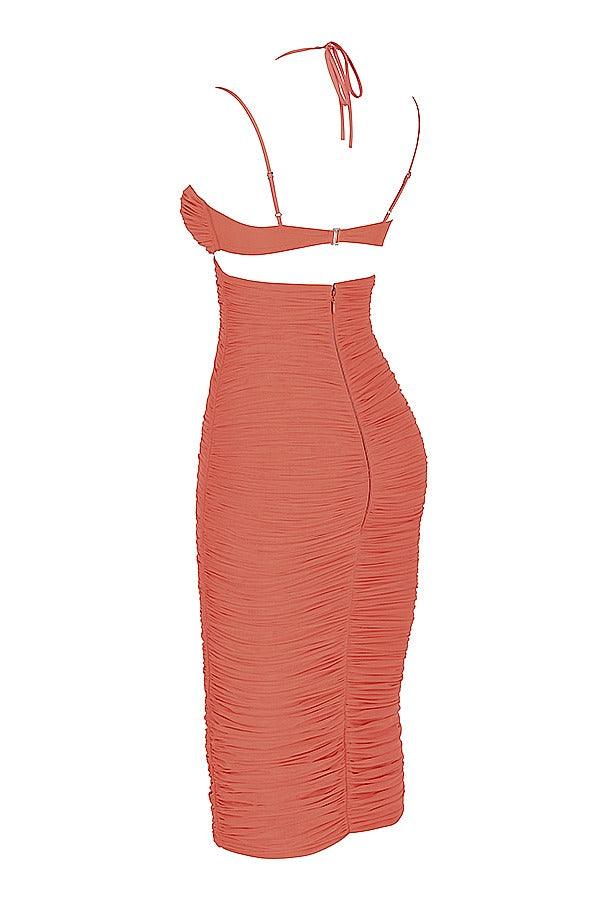 Long one piece peach colour dress for women - Westo India